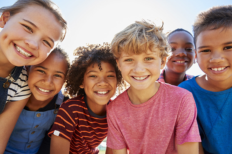 Group shot of smiling kids